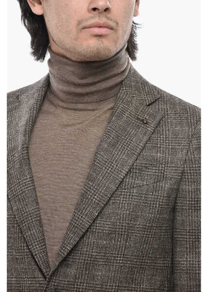 Sacouri elegante CORNELIANI Cc Collection District Check Virgin Wool Jacket With Flap Po Brown Barbati (BM 19766612) 3