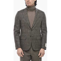 Sacouri elegante Cc Collection District Check Virgin Wool Jacket With Flap Po Barbati