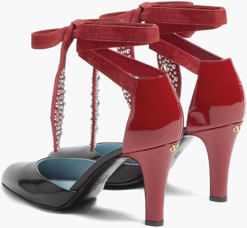 Pantofi stiletto Valentino Garavani Lace-Up Patent Bicolor Pumps 8.5Cm Heel Black Femei (BM 19766618) 2