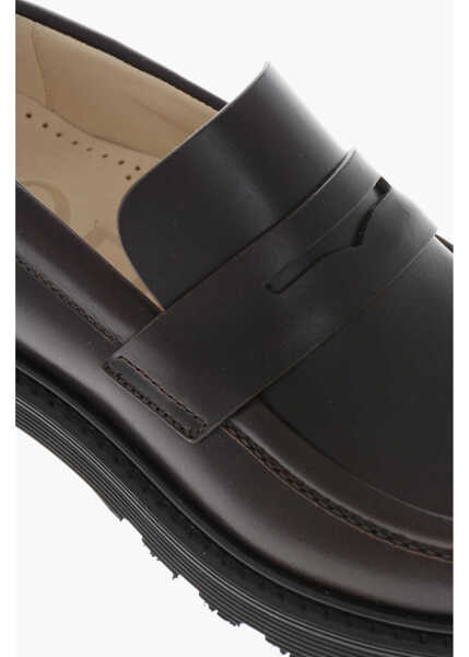 Mocasini Loewe Brushed Leather Penny Loafers Brown Femei (BM 19766621) 4