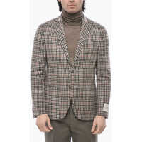 Sacouri elegante Cc Collection Gingham Check Virgin Wool Blend Jacket Barbati