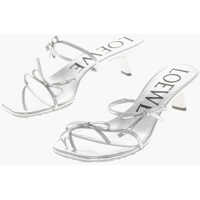Sandale cu toc Lam&eacute; Leather Sandals With 4.5Cm Kitten Heel Femei