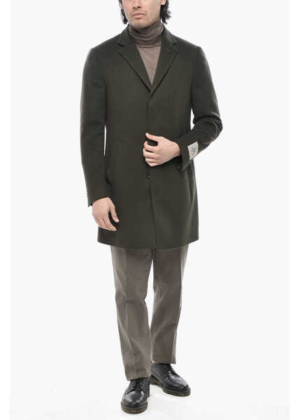 Paltoane CORNELIANI Cc Collection Virgin Wool Coat With Hidden Button Closure Green Barbati (BM 19766642) 4