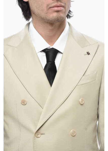 Costume CORNELIANI Cc Collection Double-Breasted Virgin Wool Suit With Peak Lap Beige Barbati (BM 19766645) 3