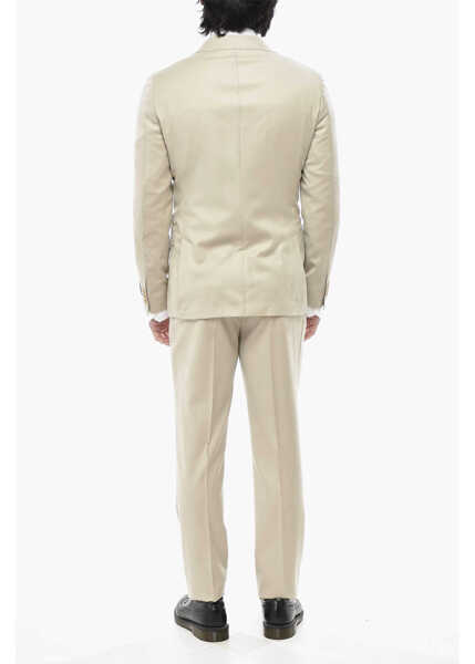 Costume CORNELIANI Cc Collection Double-Breasted Virgin Wool Suit With Peak Lap Beige Barbati (BM 19766645) 4