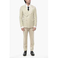 Costume Cc Collection Double-Breasted Virgin Wool Suit With Peak Lap Barbati