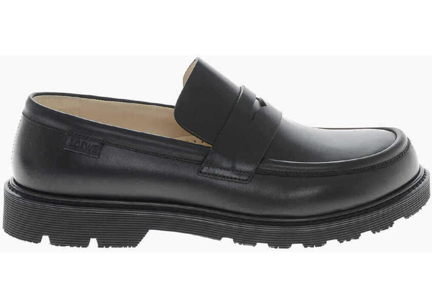 Mocasini Loewe Brushed Leather Penny Loafers Black Femei (BM 19766651) 3