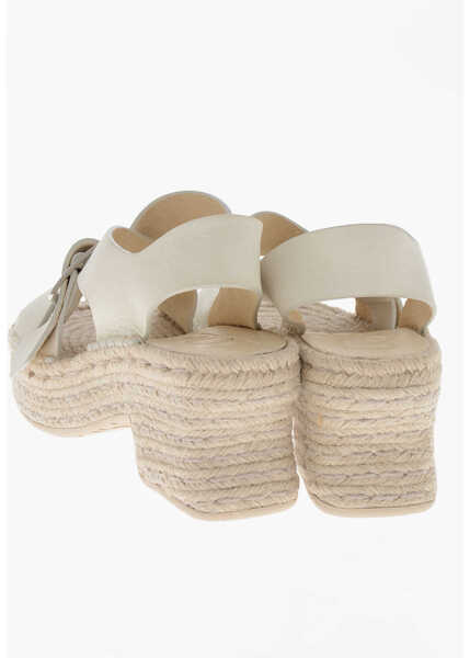 Sandale cu platforma Loewe Paulas Platform Leather Sandals With 7Cm Rope Sole White Femei (BM 19766654) 2