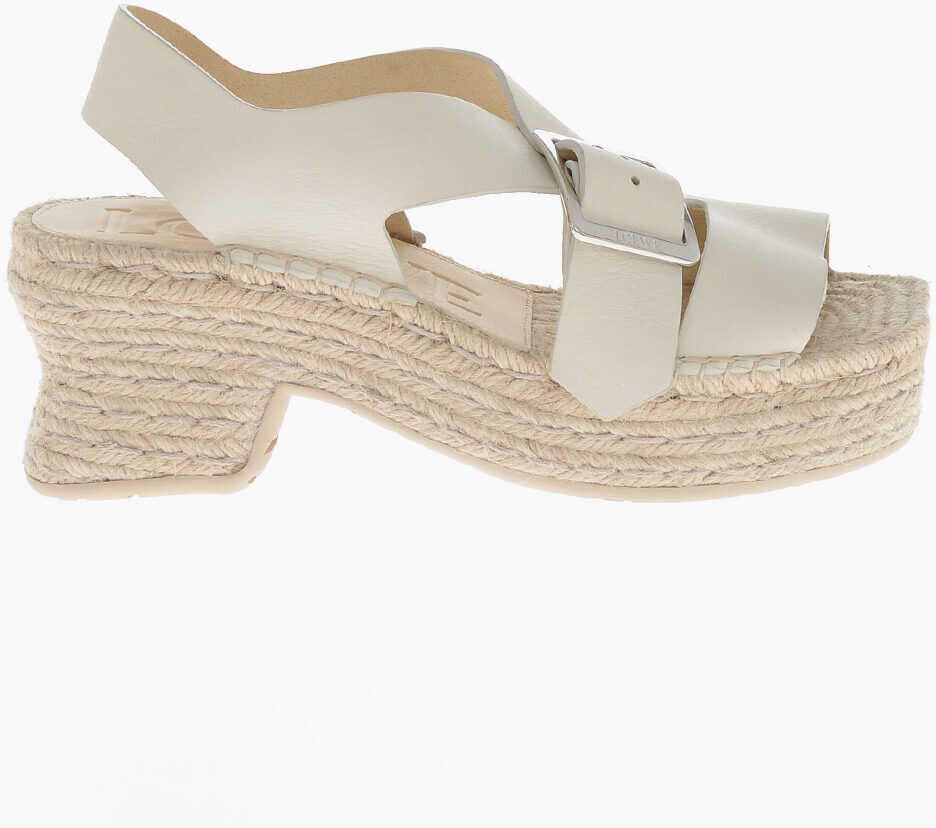 Sandale cu platforma Loewe Paulas Platform Leather Sandals With 7Cm Rope Sole White Femei (BM 19766654) 3