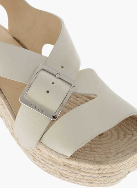 Sandale cu platforma Loewe Paulas Platform Leather Sandals With 7Cm Rope Sole White Femei (BM 19766654) 4