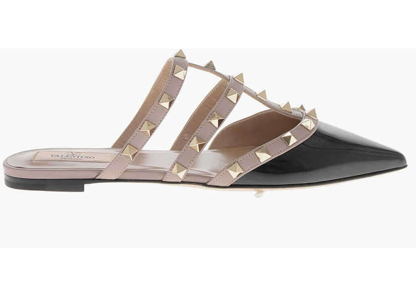Papuci Valentino Garavani Patent Leather Mules Rock With Studs Black Femei (BM 19766663) 3
