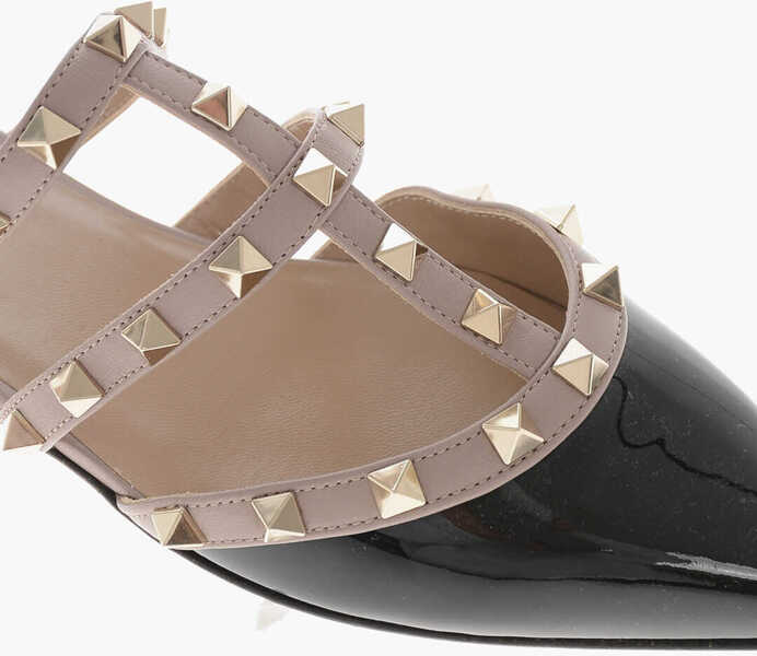 Papuci Valentino Garavani Patent Leather Mules Rock With Studs Black Femei (BM 19766663) 4