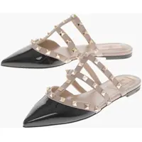 Papuci Patent Leather Mules Rock With Studs Femei