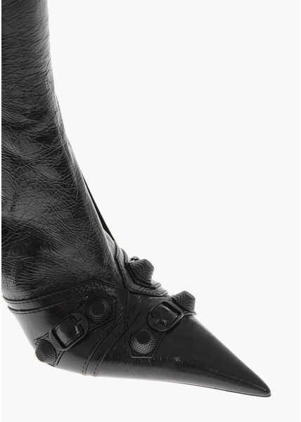 Cizme lungi Balenciaga Hammered Patent Leather Boots Cagole With Studs 9Cm Black Femei (BM 19766666) 4