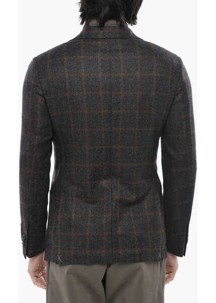 Sacouri CORNELIANI Cc Collection Virgin Wool And Silk Blend Checked Blazer Brown Barbati (BM 19766669) 2