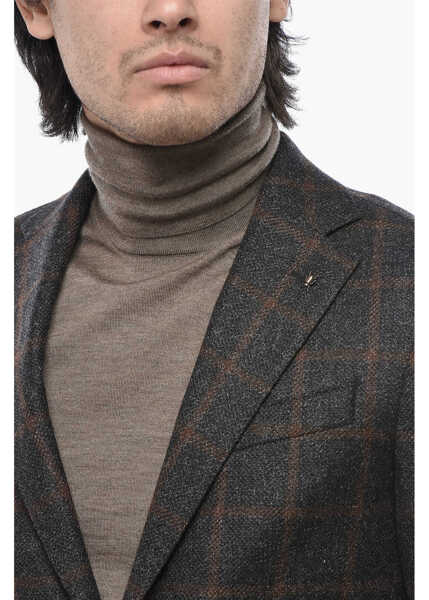 Sacouri CORNELIANI Cc Collection Virgin Wool And Silk Blend Checked Blazer Brown Barbati (BM 19766669) 3