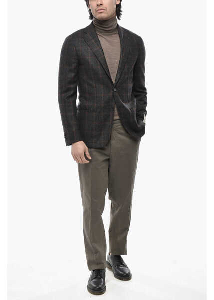 Sacouri CORNELIANI Cc Collection Virgin Wool And Silk Blend Checked Blazer Brown Barbati (BM 19766669) 4