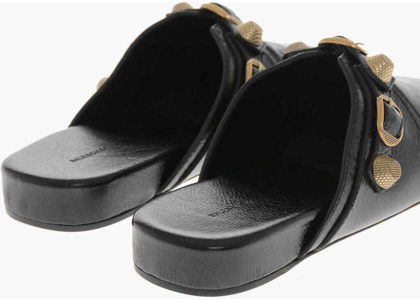 Papuci Balenciaga Hammered Patent Leather Mules Cosy With Studs Black Femei (BM 19766675) 2