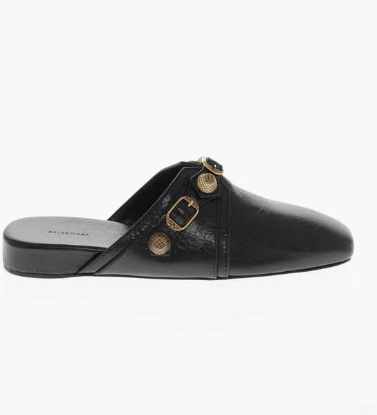 Papuci Balenciaga Hammered Patent Leather Mules Cosy With Studs Black Femei (BM 19766675) 3