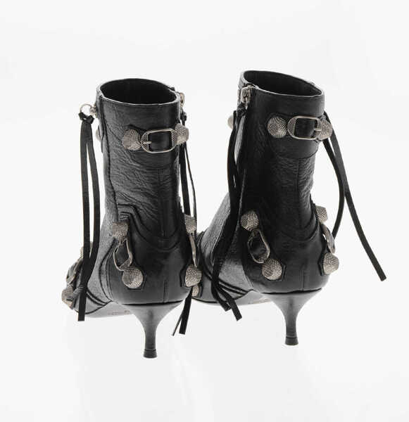 Botine Balenciaga Hammered Patent Leather Ankle Boots Cagole With Studs 5Cm Black Femei (BM 19766687) 2