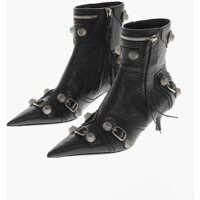 Botine Hammered Patent Leather Ankle Boots Cagole With Studs 5Cm Femei