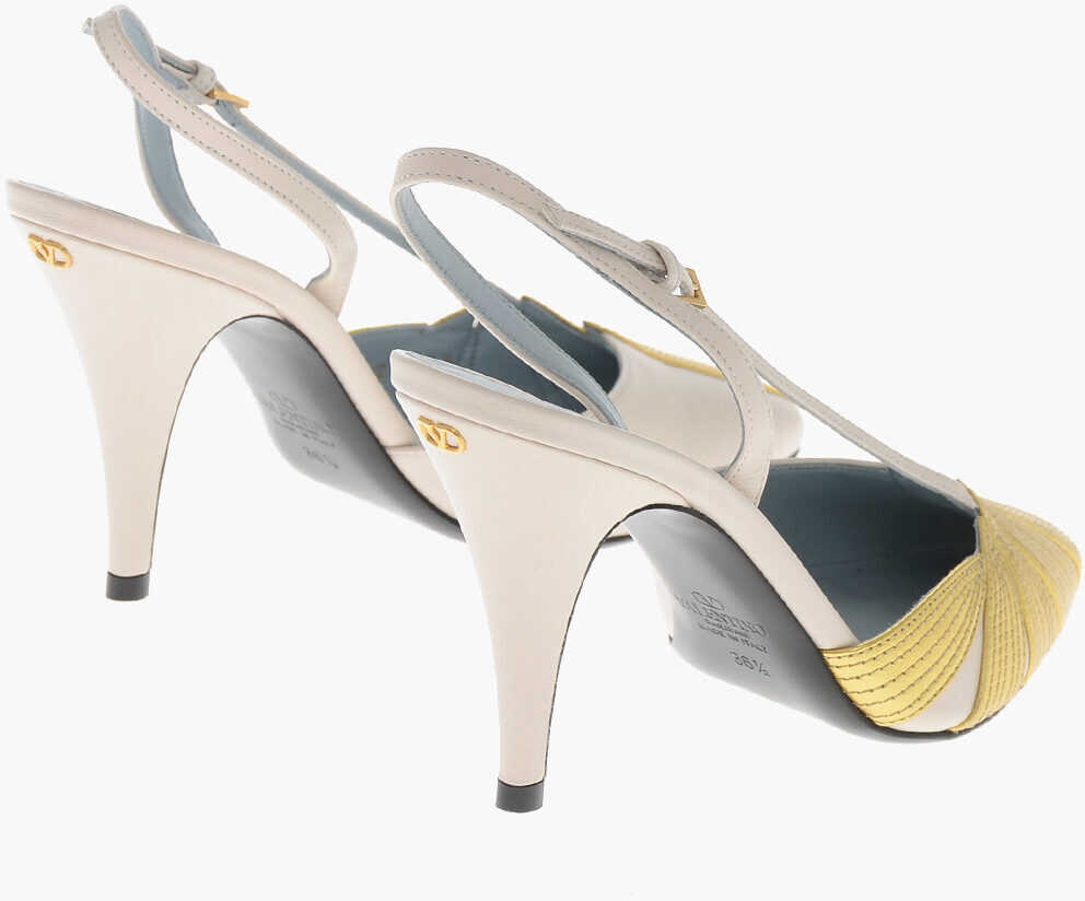 Pantofi stiletto Valentino Garavani Lam Leather Slingbacks Leaf With 9Cm Cone Heel Gold Femei (BM 19766693) 2