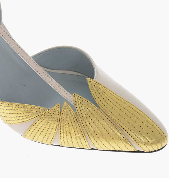 Pantofi stiletto Valentino Garavani Lam Leather Slingbacks Leaf With 9Cm Cone Heel Gold Femei (BM 19766693) 4