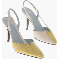 Pantofi stiletto Lam&eacute; Leather Slingbacks Leaf With 9Cm Cone Heel Femei