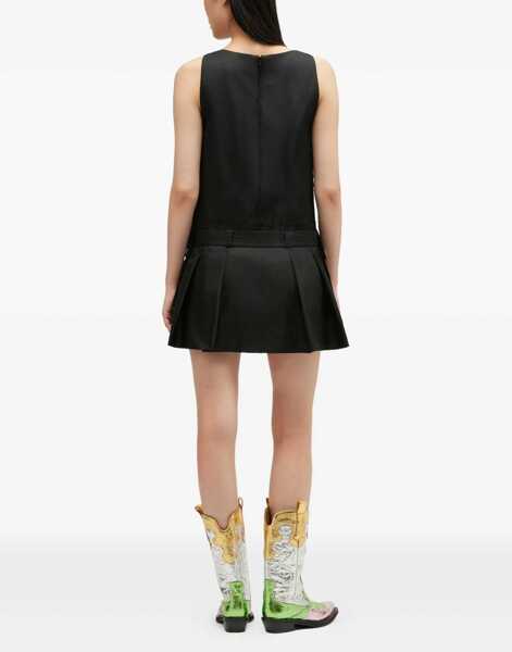 Rochii Ganni Duchesse Nylon Belted Mini Dress BLACK Femei (BM 19766822) 3