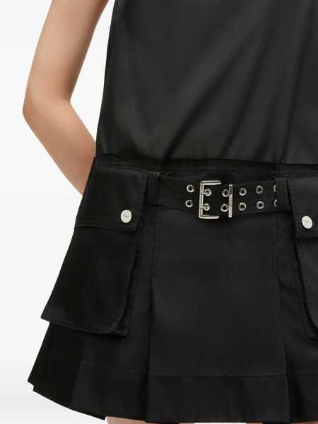 Rochii Ganni Duchesse Nylon Belted Mini Dress BLACK Femei (BM 19766822) 4