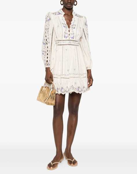 Rochii ZIMMERMANN Patience plunge Mini Dress CREAM-PURPLEROSE Femei (BM 19766828) 2