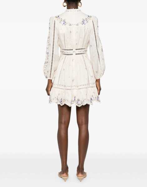 Rochii ZIMMERMANN Patience plunge Mini Dress CREAM-PURPLEROSE Femei (BM 19766828) 4