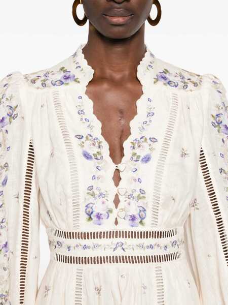 Rochii ZIMMERMANN Patience plunge Mini Dress CREAM-PURPLEROSE Femei (BM 19766828) 5