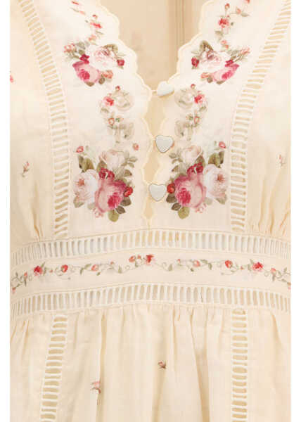 Rochii ZIMMERMANN Patience plunging midi Dress CREAM-PINKROSE Femei (BM 19766837) 3