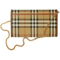 Portofele Dama - Portofele Burberry Chain Wallet VNTG CHK/BRIAR BROWN Femei (BM 19768205) - B-mall.ro