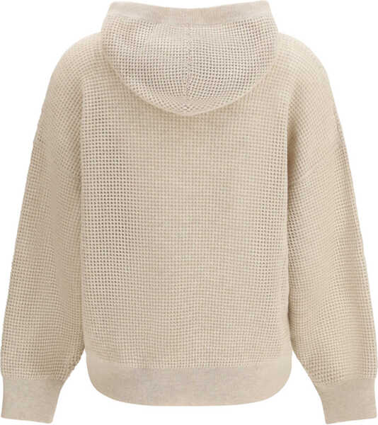 Bluze de trening Brunello Cucinelli Sparkling Net cotton hooded Sweatshirt RUSTIC BEIGEPANAMA Femei (BM 19768220) 2
