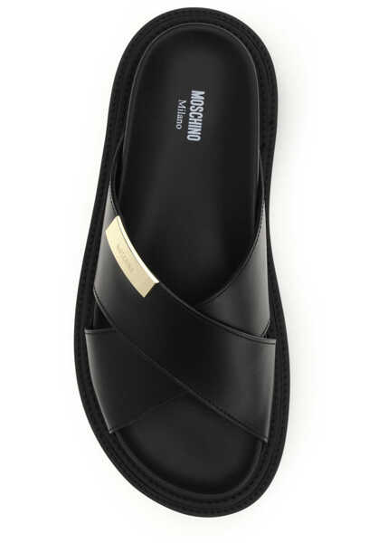 Sandale Moschino Leather Sandals NERO Barbati (BM 19768292) 4