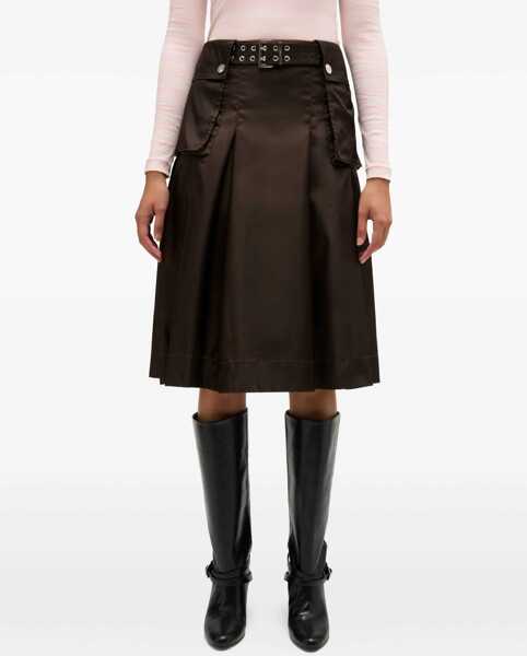 Fuste Ganni Duchesse Nylon Pleated Skirt DEMITASSE Femei (BM 19768304) 3