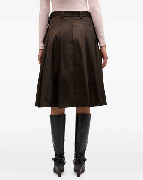 Fuste Ganni Duchesse Nylon Pleated Skirt DEMITASSE Femei (BM 19768304) 4