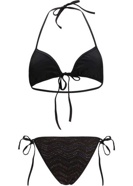 Costume de baie intregi MISSONI BEACHWEAR Zigzag mesh triangle Bikini with sequins DARK BROWN Femei (BM 19768316) 2