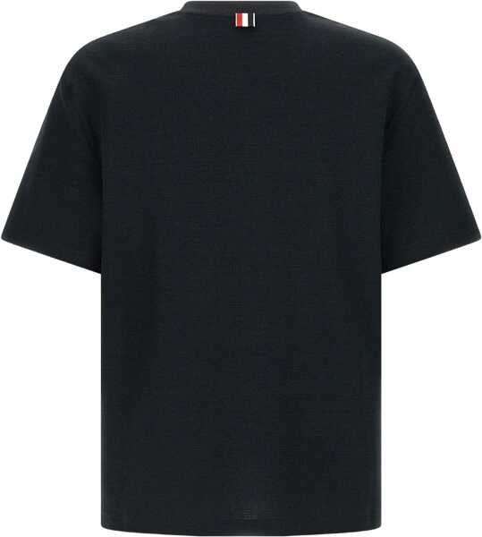 Tricouri Thom Browne Short-sleeve cotton-linen T-shirt NAVY Barbati (BM 19768664) 2