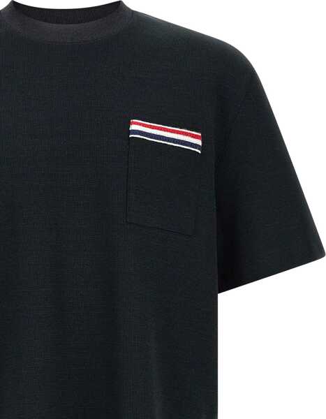 Tricouri Thom Browne Short-sleeve cotton-linen T-shirt NAVY Barbati (BM 19768664) 3