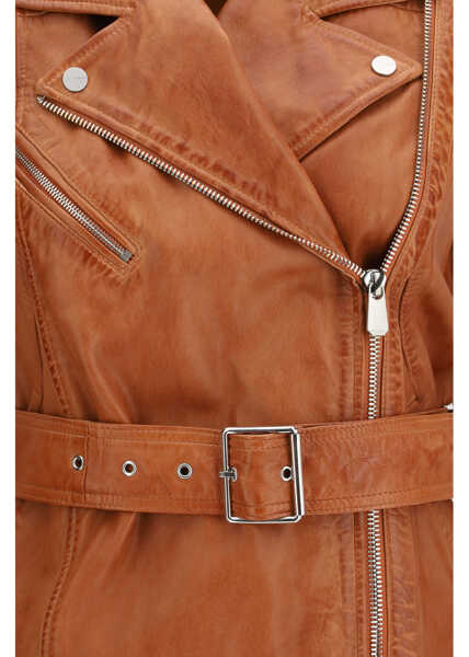 Jachete Pinko Gypsy biker-style Vest MARRONE CREMA DI MOCA Femei (BM 19769039) 3