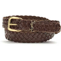Curele Saint Laurent Woven leather Cassandre Buckle Belt