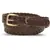 Saint Laurent Woven leather Cassandre Buckle Belt BROWN