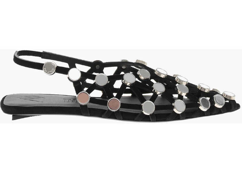 Balerini casual THE ATTICO Slingback Ballet Flats Grid With Mirror Details Black Femei (BM 19769312) 3