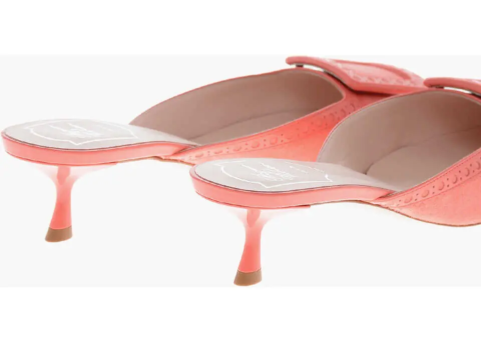 Saboti Roger Vivier Suede Mules Viv In The City With 5Cm Front Buckle Pink Femei (BM 19769315) 2