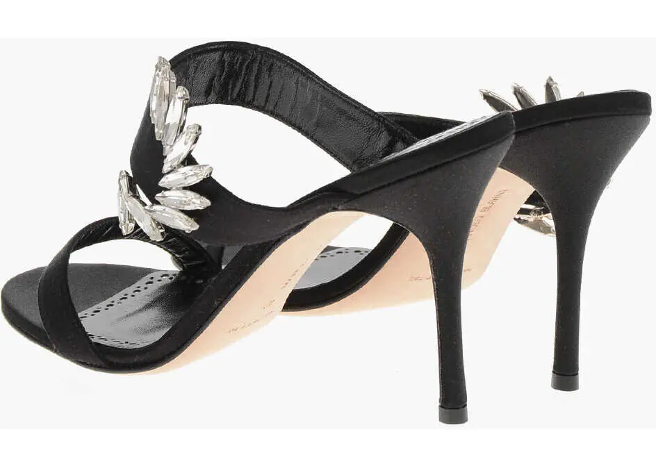 Sandale cu toc Manolo Blahnik Satin Sandals Chivela With Jewel Detail 10Cm Black Femei (BM 19769321) 2