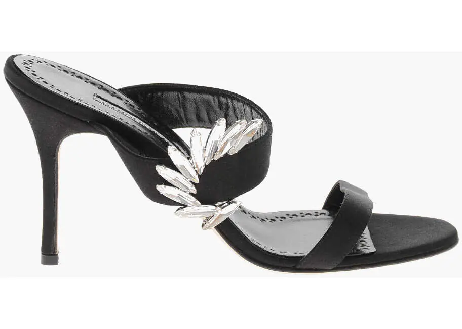 Sandale cu toc Manolo Blahnik Satin Sandals Chivela With Jewel Detail 10Cm Black Femei (BM 19769321) 3