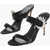 Manolo Blahnik Satin Sandals Chivela With Jewel Detail 10Cm Black